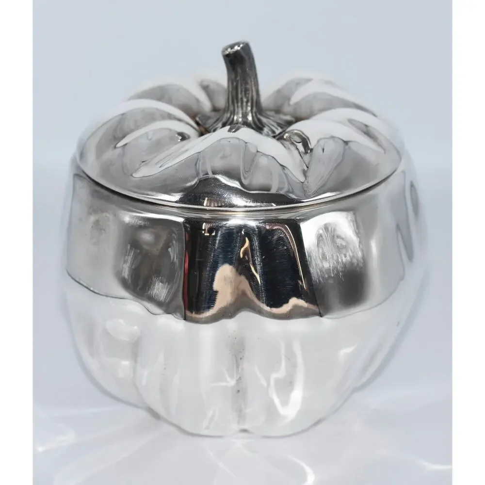 Vintage Silver Plated Pumpkin Ice Bucket by Teghini, Firenze, Italy c.1970